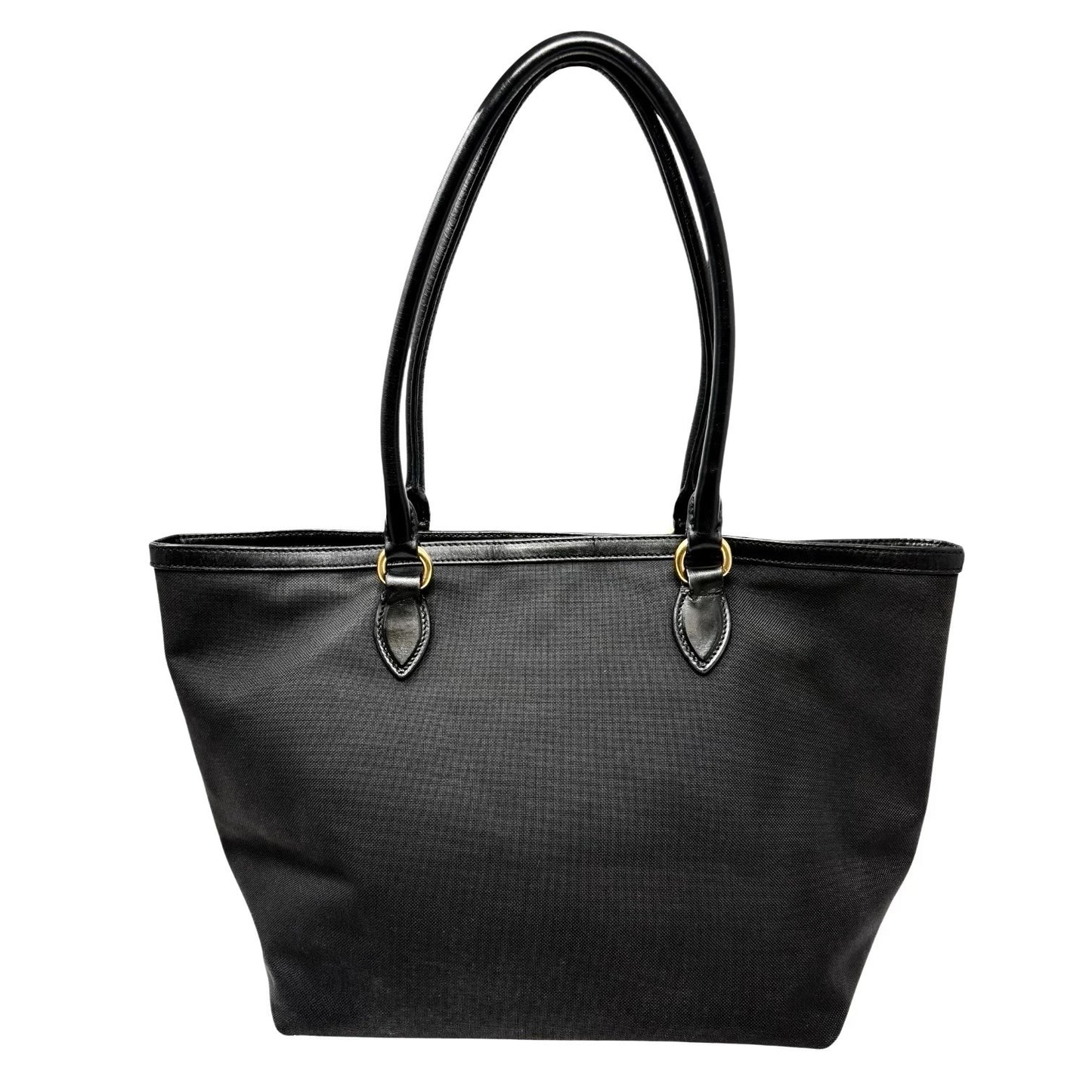 PRADA Vintage Milano Jacquard Logo Canvas Shoulder Tote Large Bag Black 902242