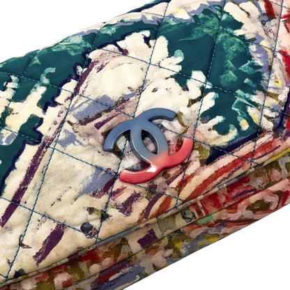 CHANEL Vintage CC Quilted Watercolor Flap Chain Shoulder Bag Blue Canvas 902907