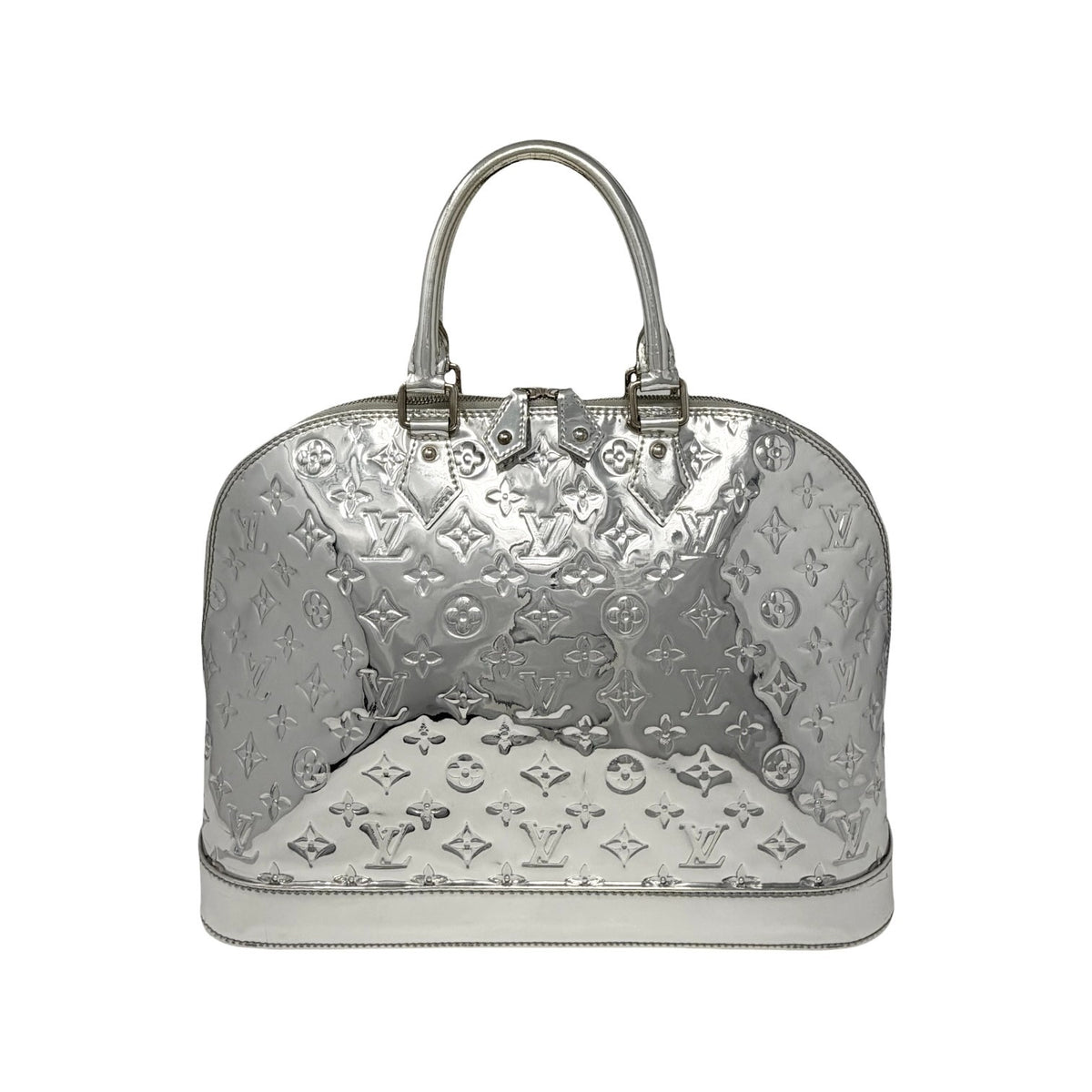 LOUIS VUITTON Vintage LV Monogram Miroir Alma GM Bag Metallic Silver 902368