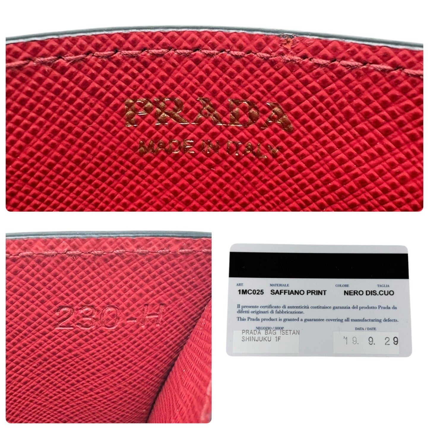 PRADA Vintage Triangle Logo Heart Wallet Card Holder Black Red Leather 902284