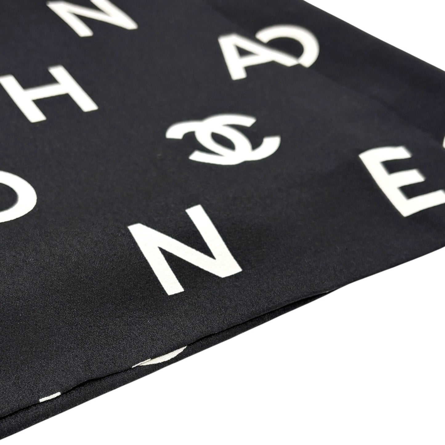CHANEL Vintage 97P CC Logo Print Silk Camisole Slip Dress #40 Black White
