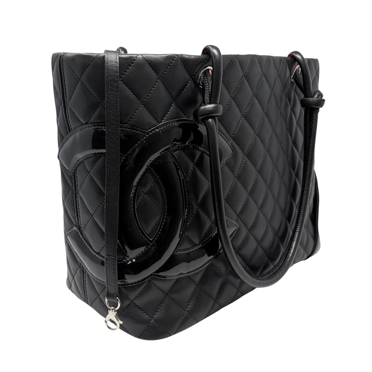 CHANEL Vintage Cambon Line CC Logo Quilted Shoulder Tote Bag Black 902456