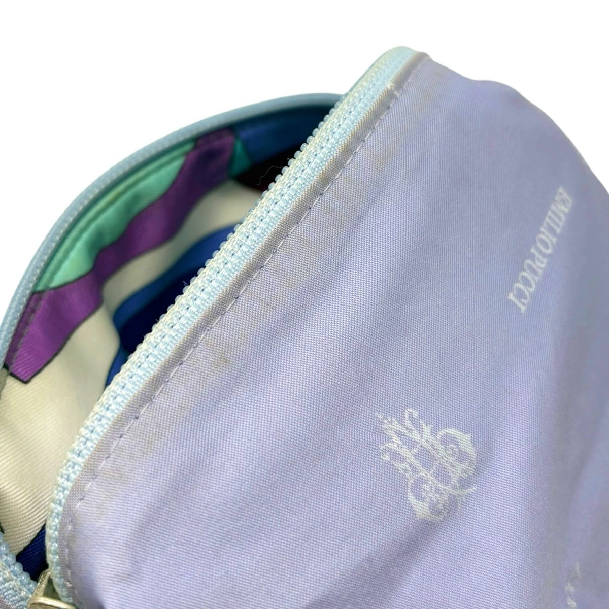 EMILIO PUCCI Vintage Logo Geometric Print Mini Handbag Blue Multicolor 902806