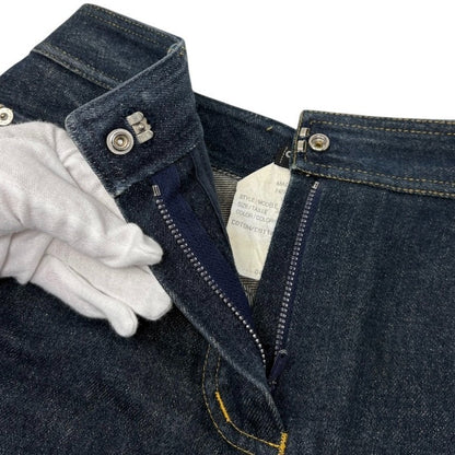 CHANEL Vintage CC Logo Denim Short Pants #36 Dark Blue Silver Cotton 902896