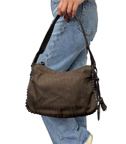 Christian Dior Vintage Trotter Monogram Ethnic Shoulder Bag Heart Brown 902469