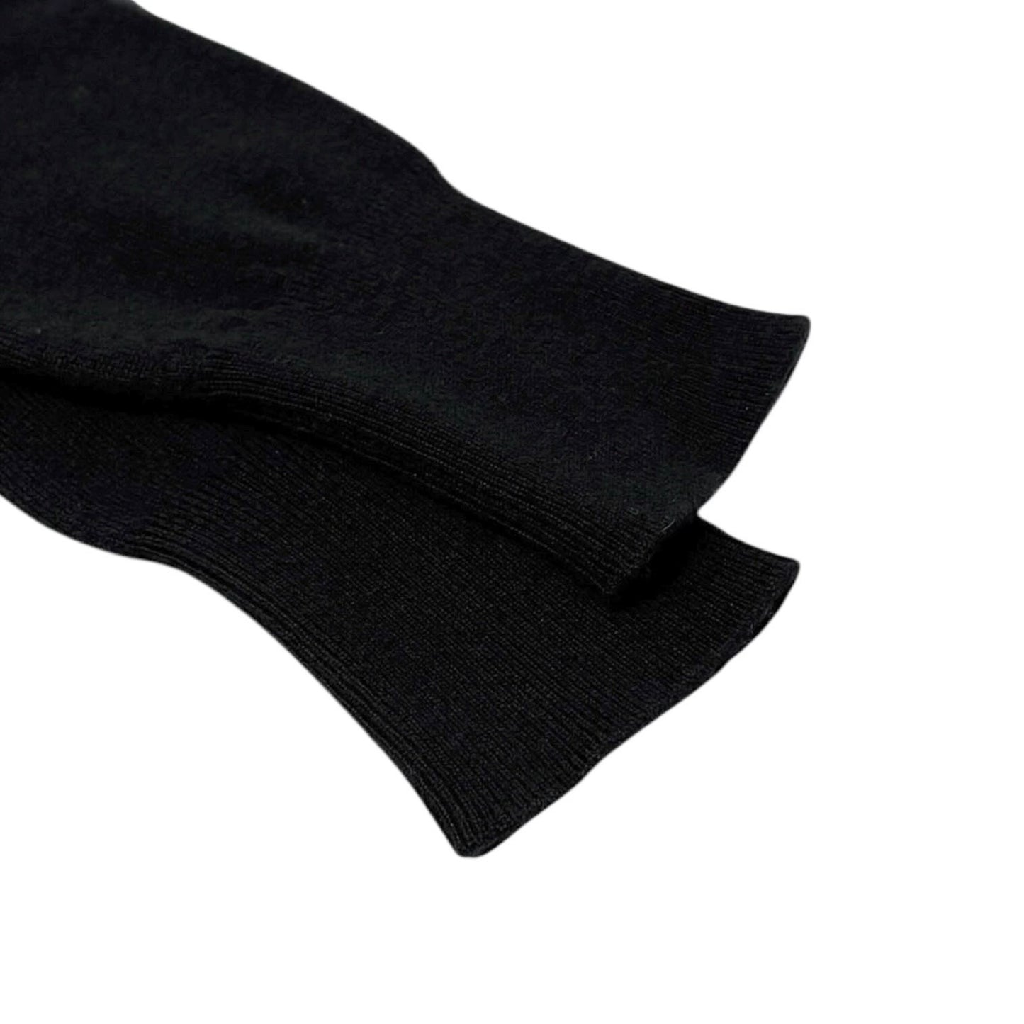 CHANEL Vintage CC Logo Turnlock Cashmere Ribbed Sweater Knit Top #36 Black
