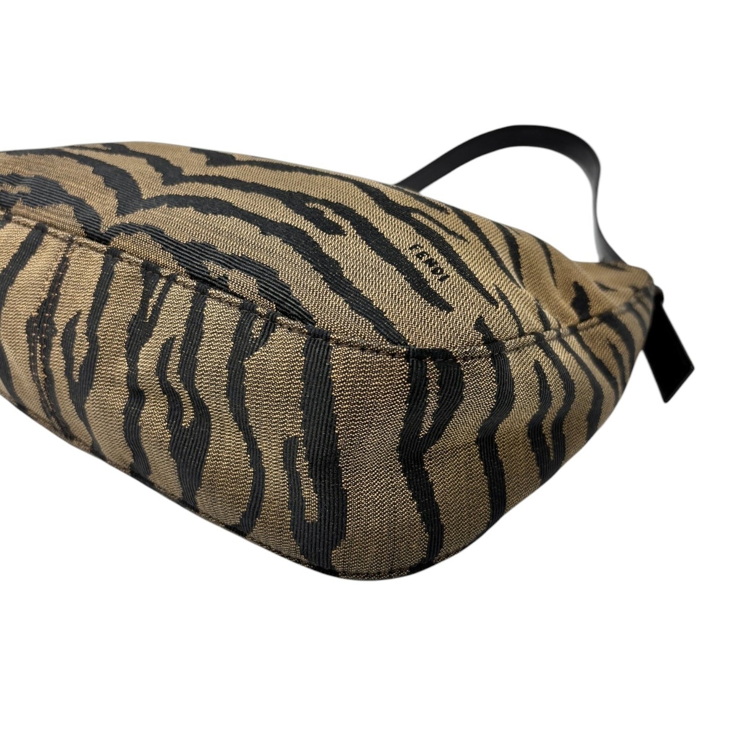 FENDI Vintage FF Logo Mamma Baguette Hobo Shoulder Bag Brown Cotton 902574