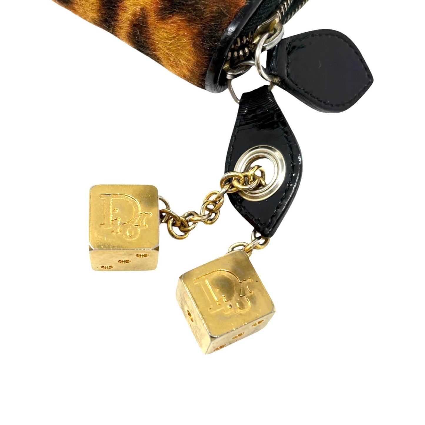 Christian Dior Vintage 2001 Logo Leopard Pony Hair Wallet Dice Charm 901815