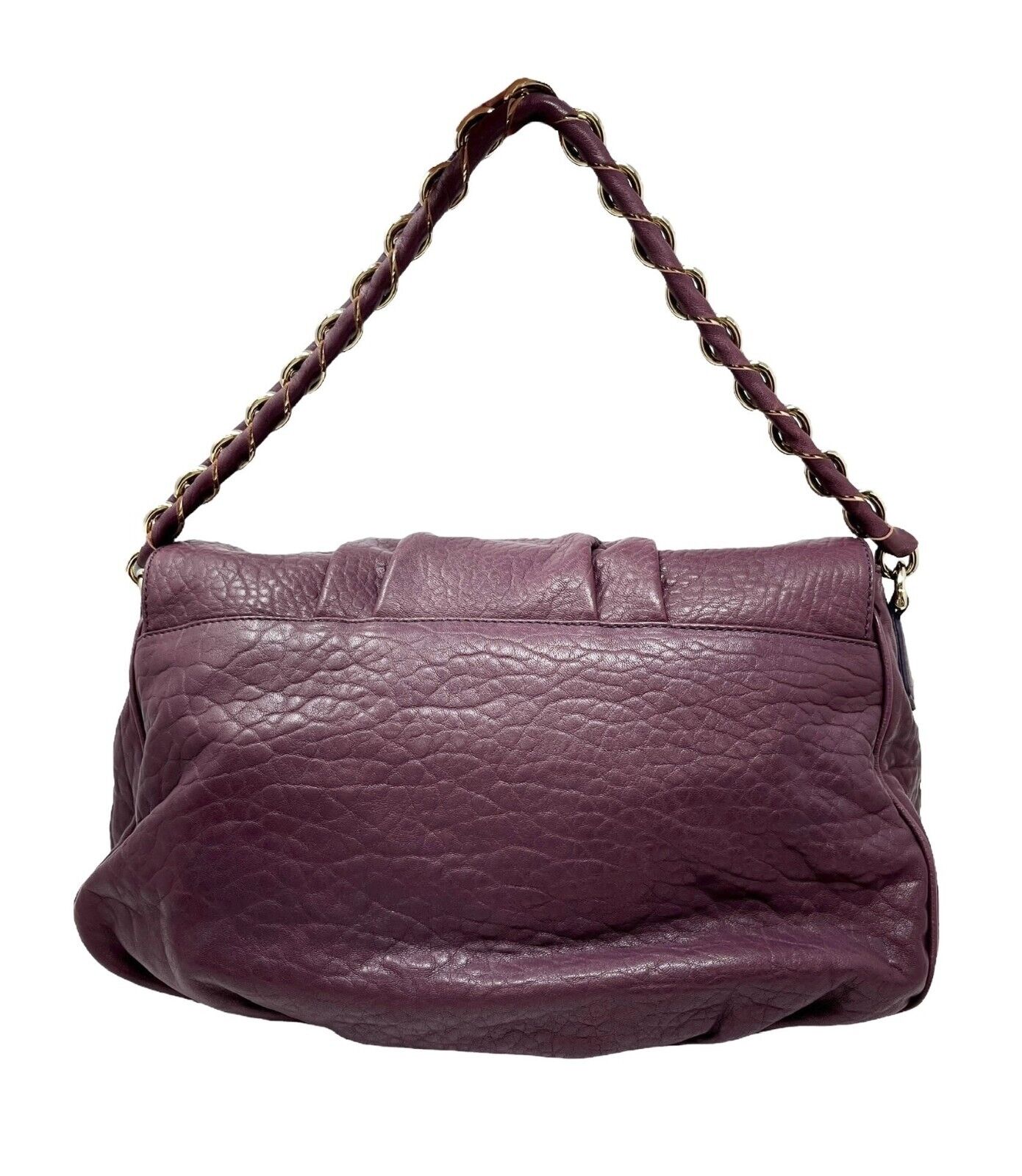 FENDI Vintage FF Logo Mia Shoulder Bag Crossbody 2way Purple Gold Leather