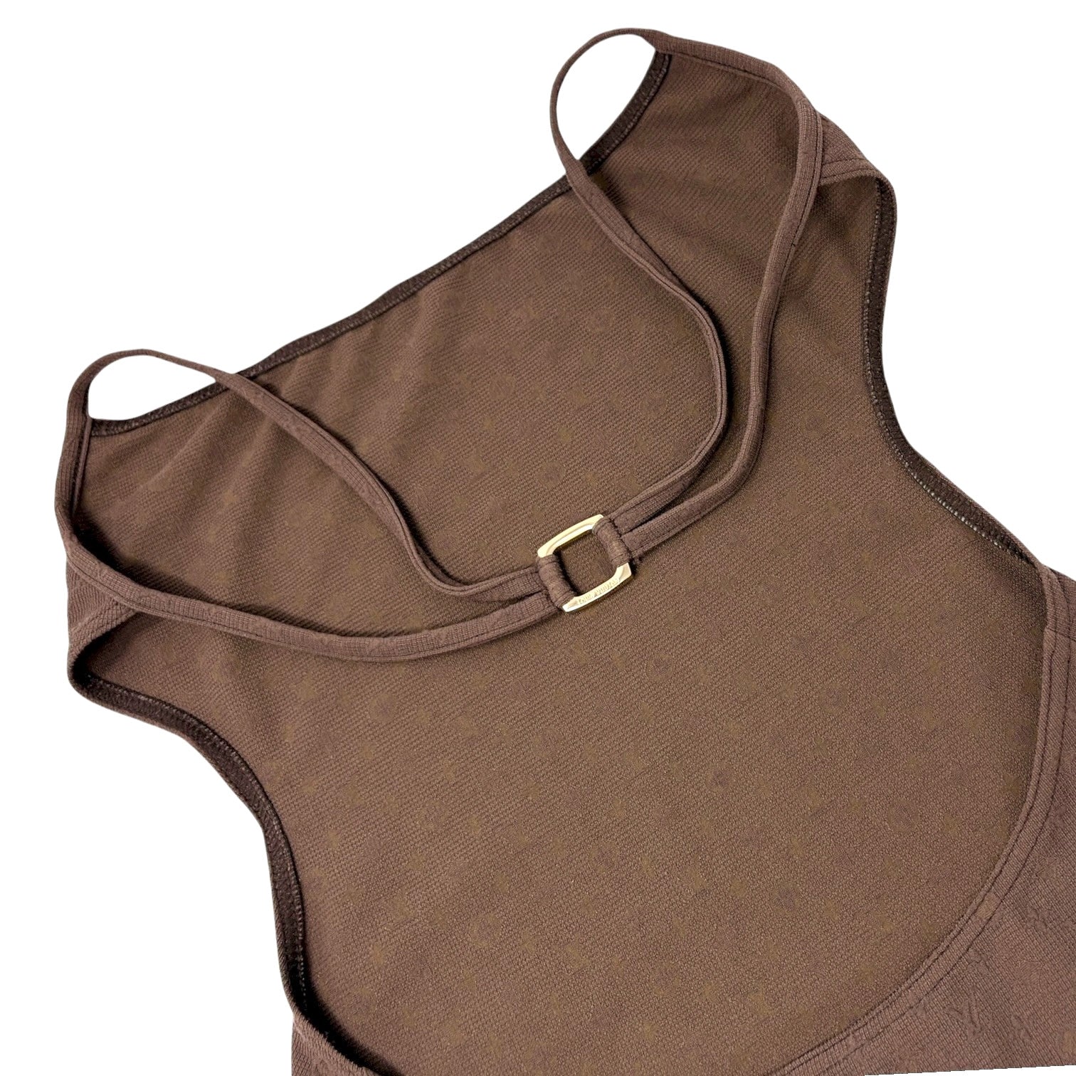 LOUIS VUITTON Vintage LV Logo Monogram Swimsuit Swimwear #36 Brown Gold Nylon