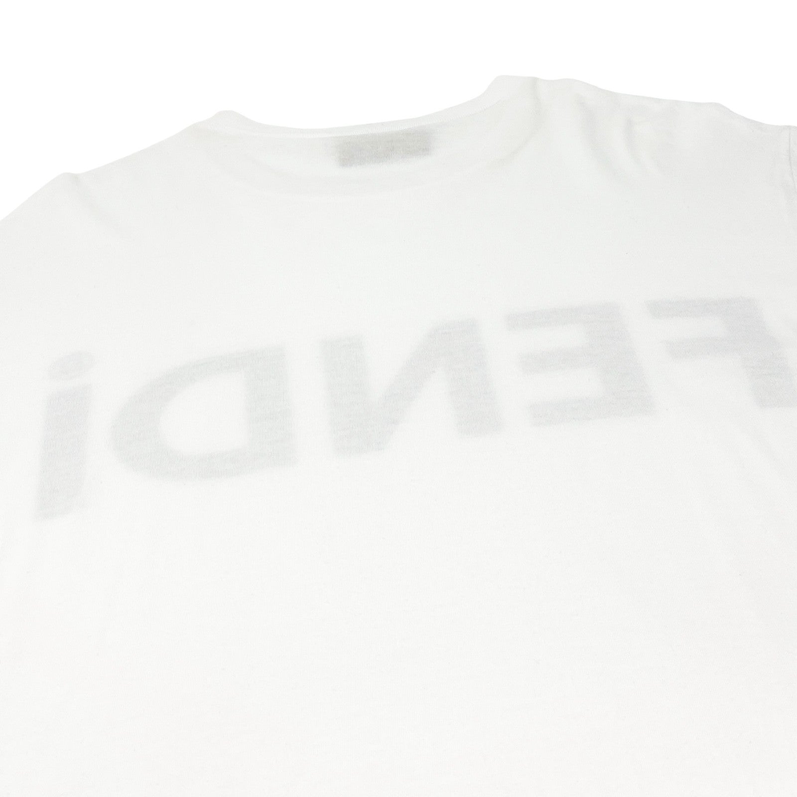 FENDI Vintage Big Logo T-shirt Top Crew Neck Short Sleeve White Black Cotton
