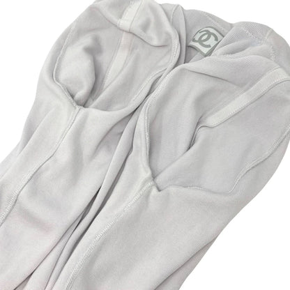 CHANEL Sport Vintage 04P Zipped Hoodie Knit Top #42 Gray Silver Cotton 902086