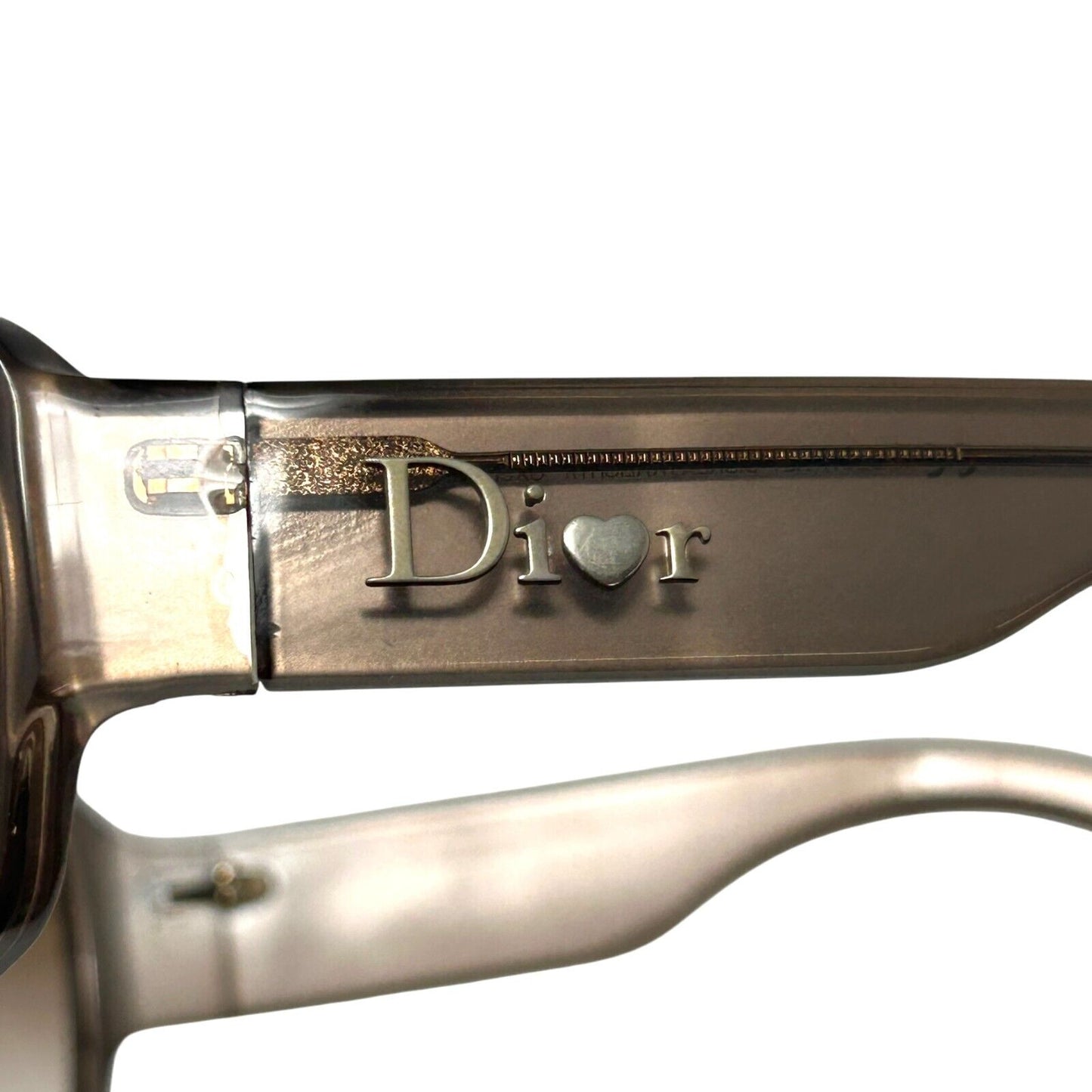 Christian Dior Vintage Logo Sunglass Shades Green Silver Plastic Heart Accessory