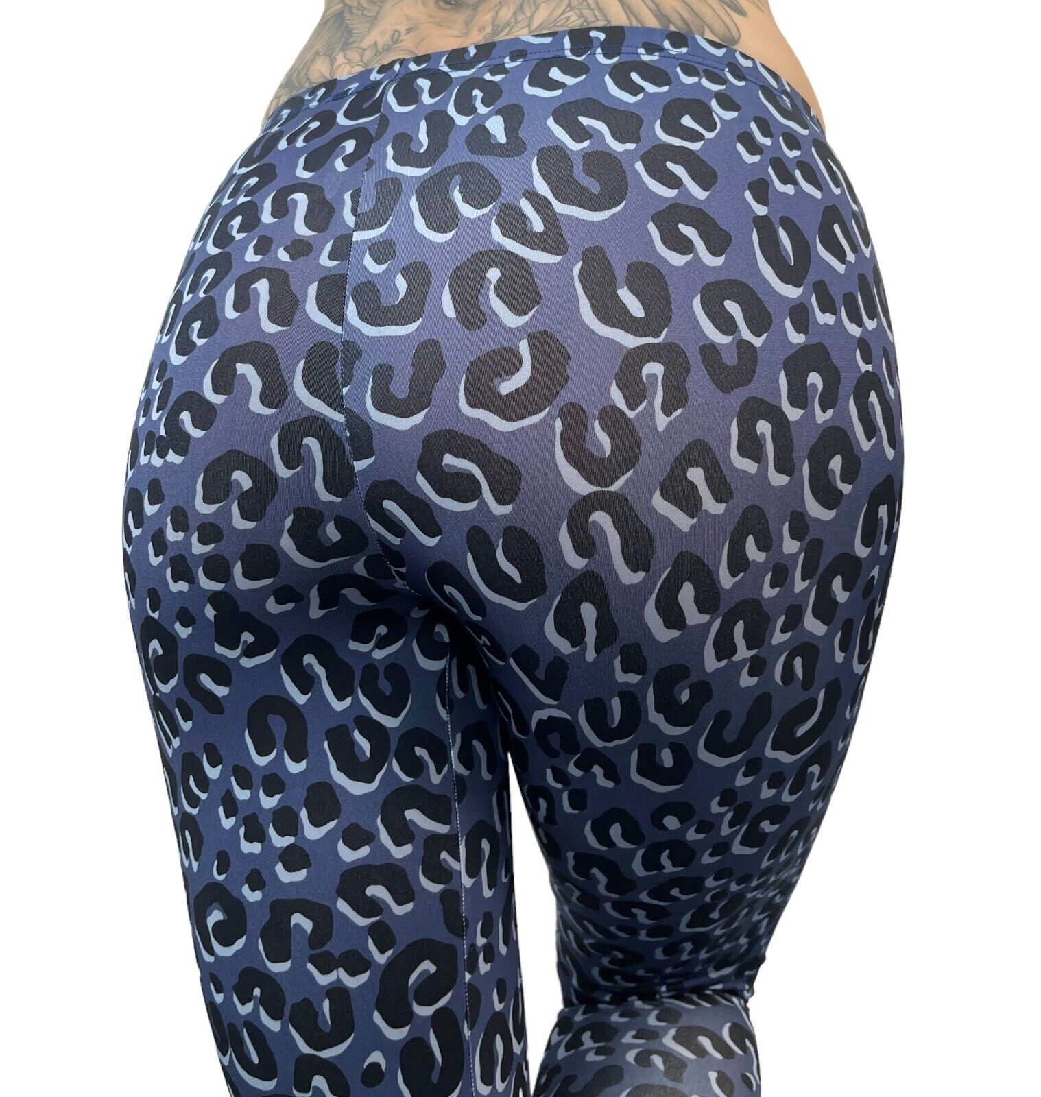 LOUIS VUITTON Vintage Logo Leopard Leggings #M Bottoms Dark Blue Black RankAB