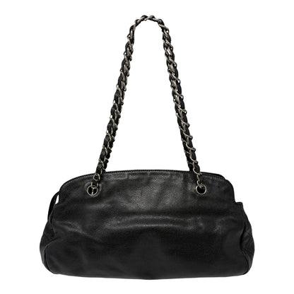 CHANEL Vintage CC Logo Stitch Chain Shoulder Bag Black Silver Leather 902203