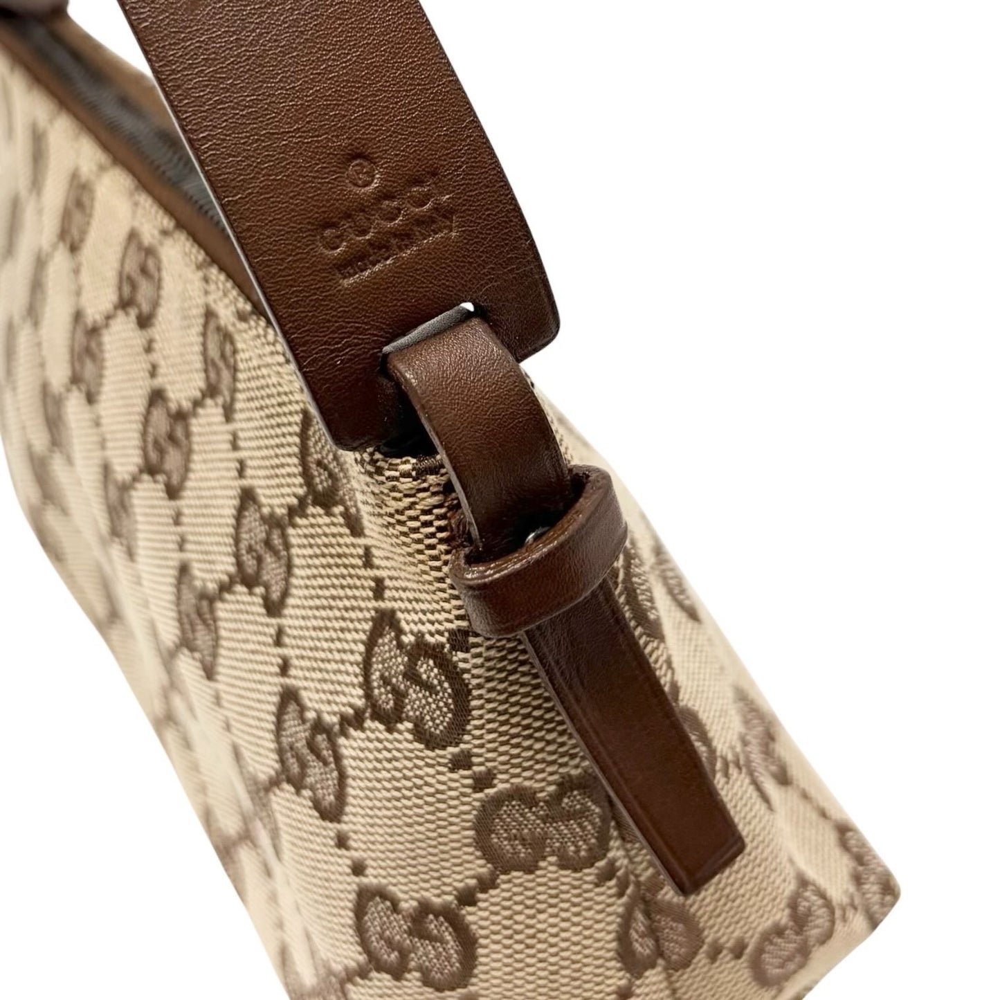 GUCCI Vintage GG Monogram Shoulder Bag Pochette Beige Brown Leather 902034