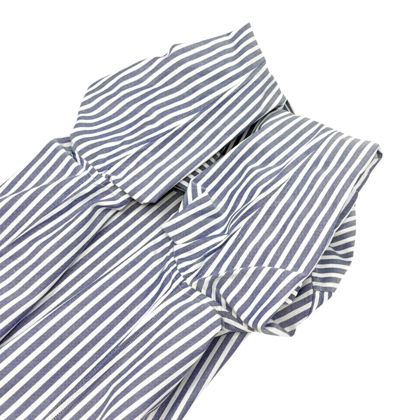 CELINE Triomphe Logo Stripe Button Up Shirt Long Sleeve #36 Blue White Cotton