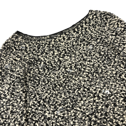 CHANEL Vintage 94A CC Logo Button Sequins Knit Sweater Dress #38 Black Wool