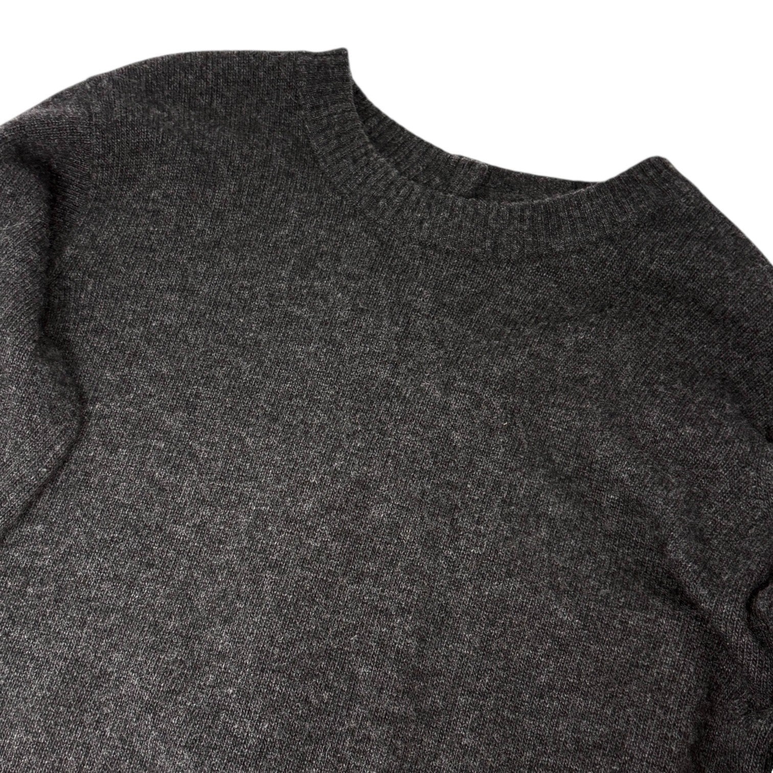 CHANEL Vintage CC Mark Logo Button Cashmere Knit Sweater Top Dark Gray Gold