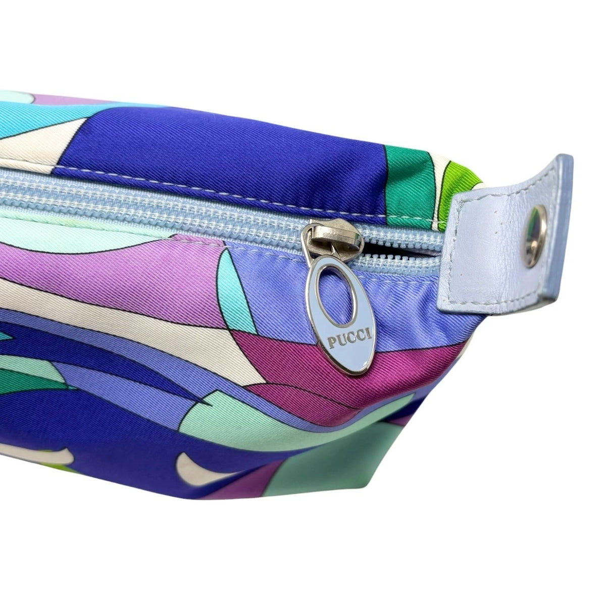 EMILIO PUCCI Vintage Logo Geometric Print Mini Handbag Blue Multicolor 902806