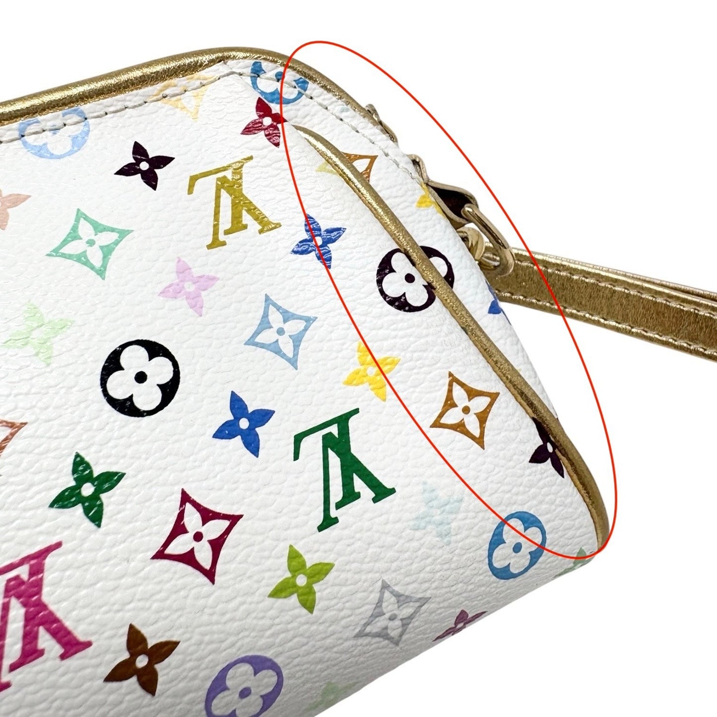 LOUIS VUITTON Vintage Monogram Multicolor Mini Pouch Bag Leather White 902414