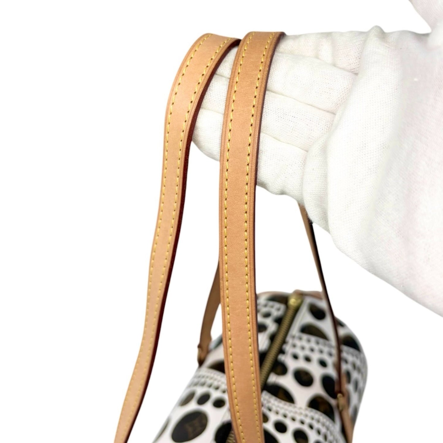 LOUIS VUITTON Vintage Monogram Yayoi Kusama Papillon Shoulder Bag White 902548