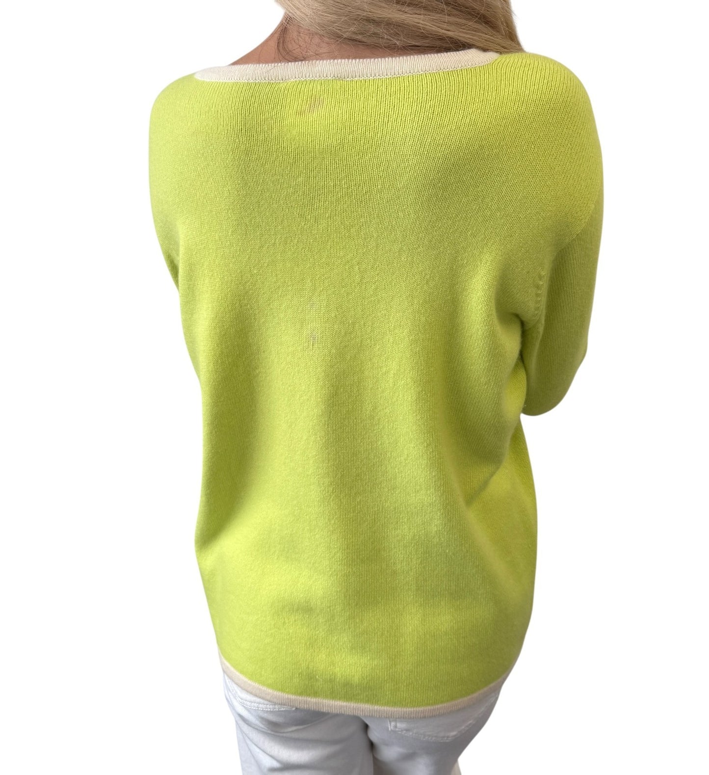 CHANEL Vintage 96C CC Multicolor Button Sweater Cardigan Top Green #44 Cashmere