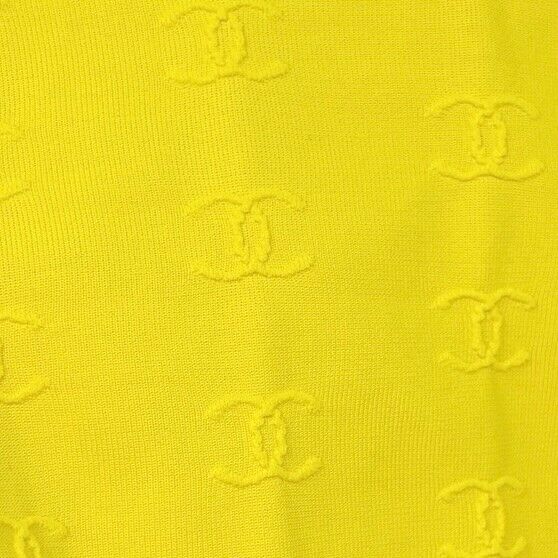 CHANEL Vintage 97P CC Mark Swimsuit Bodysuit #38 One-piece Yellow Nylon Rank AB