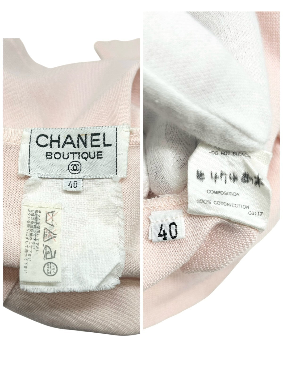 CHANEL Vintage CC Mark Logo Cardigan Pink Cotton Button Long Sleeve Top Pockets