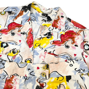 CHANEL Vintage 1995 CC Mark Shirt Shorts Set Button Multicolor Cotton Rank AB+
