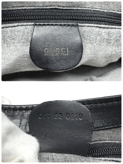 GUCCI Vintage Horsebit Crossbody Shoulder Bag Black Gold Suede Leather 902330
