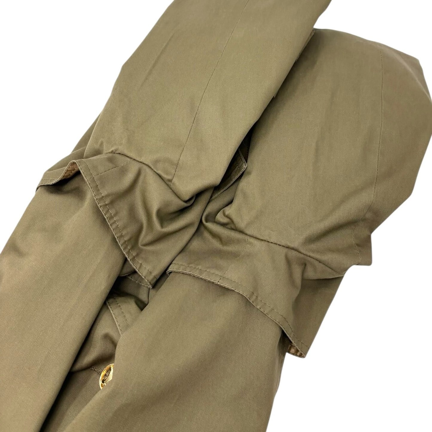 CELINE Vintage Macadam Logo Button Trench Coat Long Jacket Khaki Gold Cotton