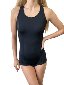 CHANEL Vintage 96C CC Logo Swimsuit Swimwear #38 One Piece Black White Nylon