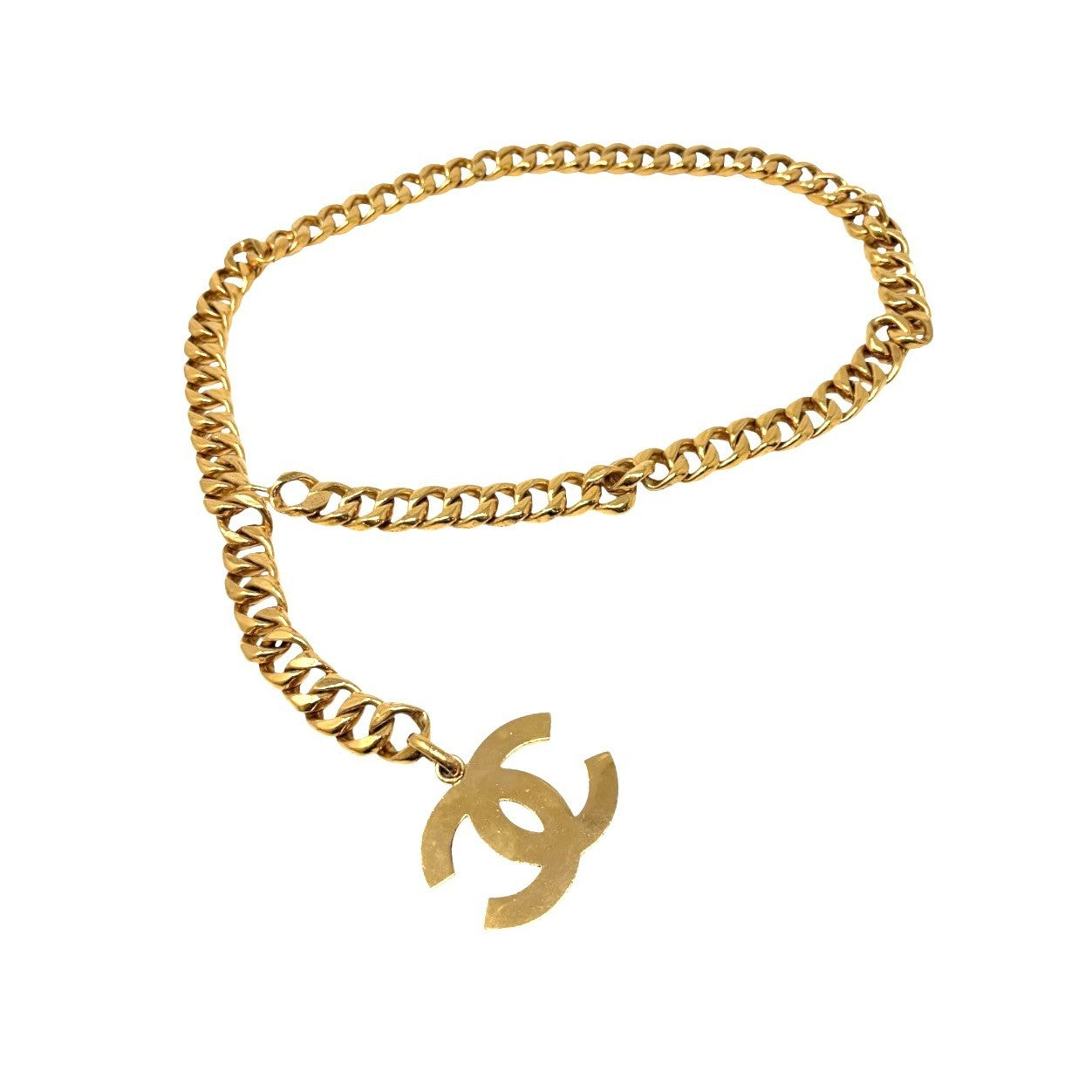 CHANEL Vintage 1991 Big CC Logo Gold Chain Belt Accessory Metal 902004