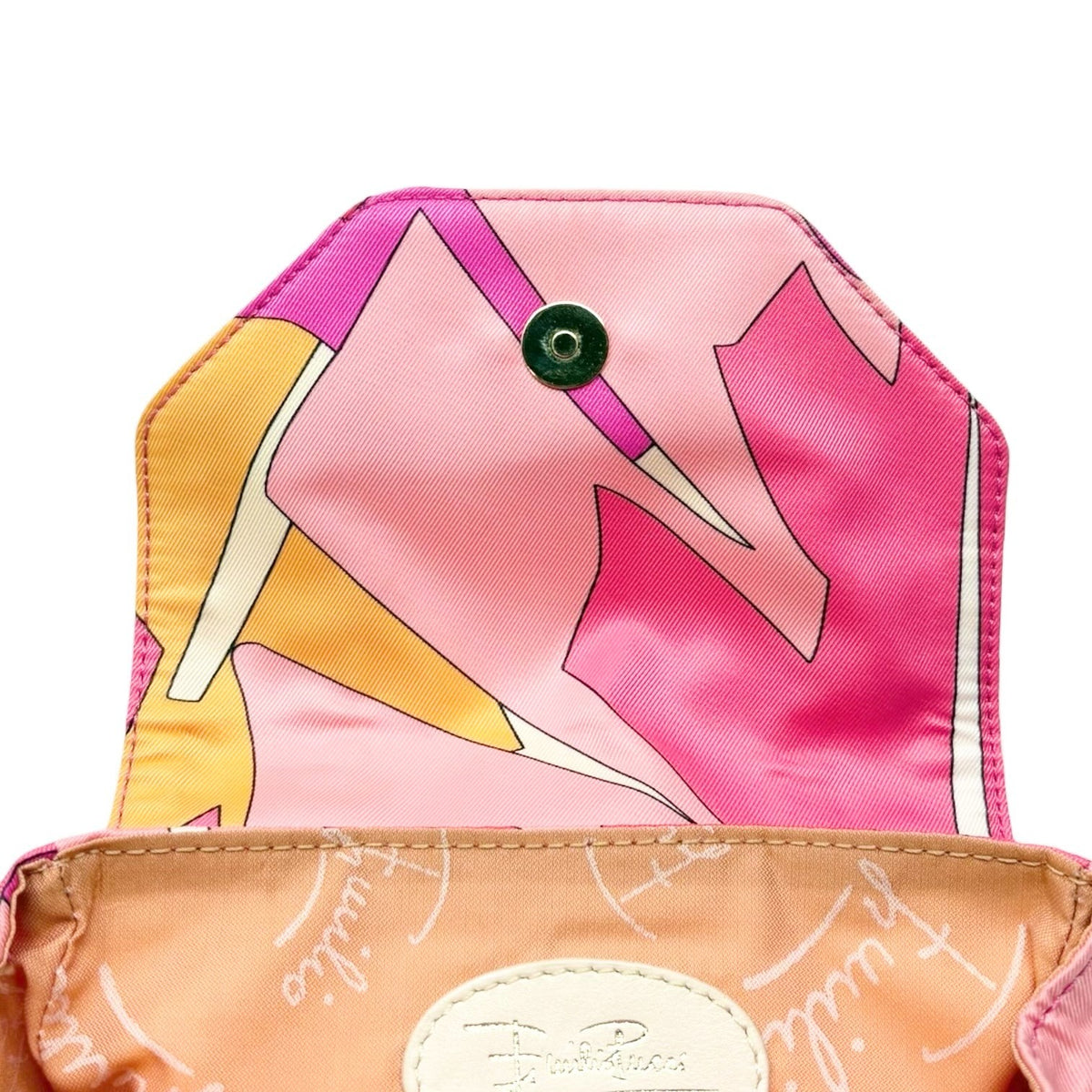EMILIO PUCCI Vintage Logo Geometric Print Wristlet Clutch Bag Pink 902805