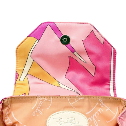 EMILIO PUCCI Vintage Logo Geometric Print Wristlet Clutch Bag Pink 902805