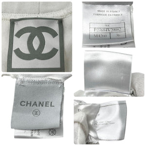 CHANEL Sport Vintage 06C CC Logo Hoodie Pants Set Up #36 White Cotton Zip