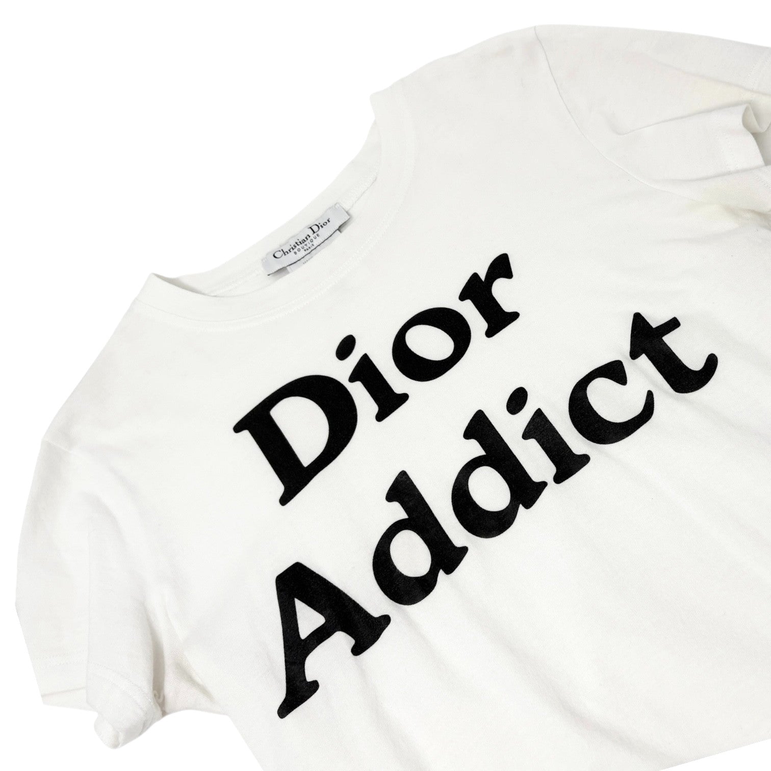 Christian Dior Vintage 2002 Addict Logo Cotton T-shirt Top #42 White Black