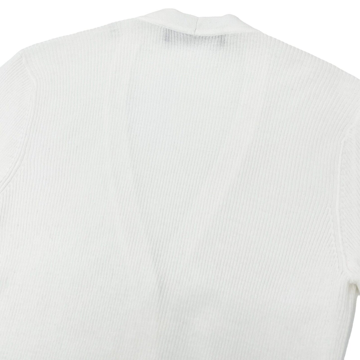 DOLCE&GABBANA Vintage Cardigan Sweater Button Rib V-neck White Cotton RankAB