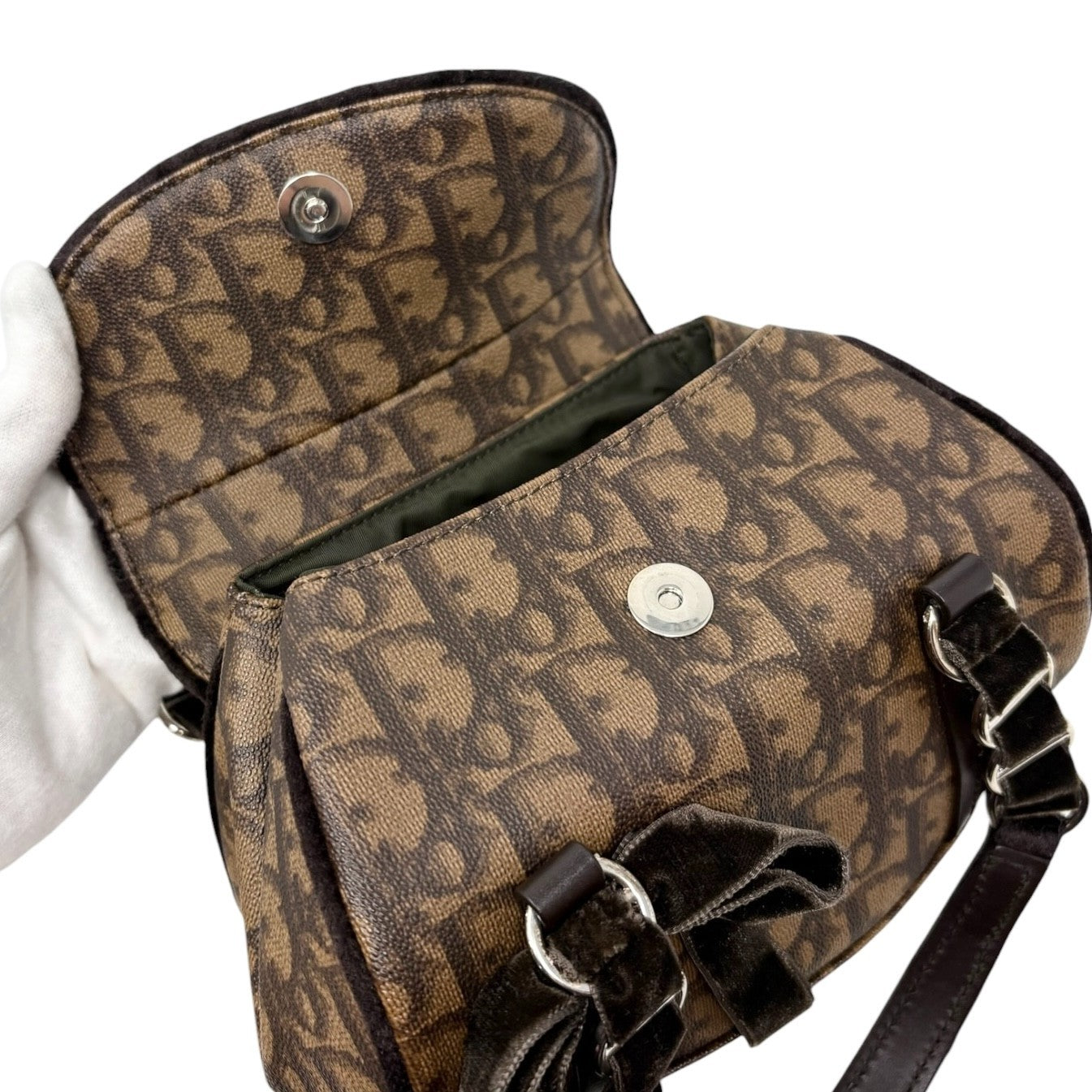 Christian Dior Vintage 2005 Romantique Trotter Monogram Mini Bag Brown 901843
