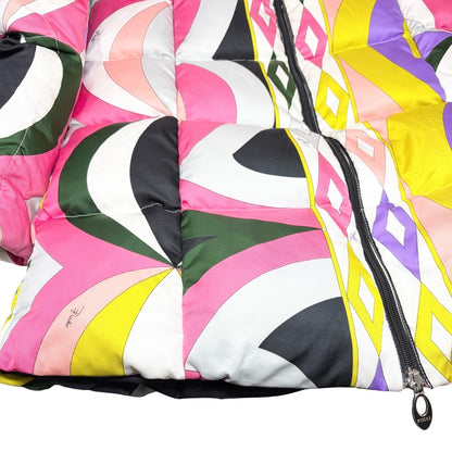 EMILIO PUCCI Vintage Geometric Print Puffer Jacket Coat #36 Multicolor 902812