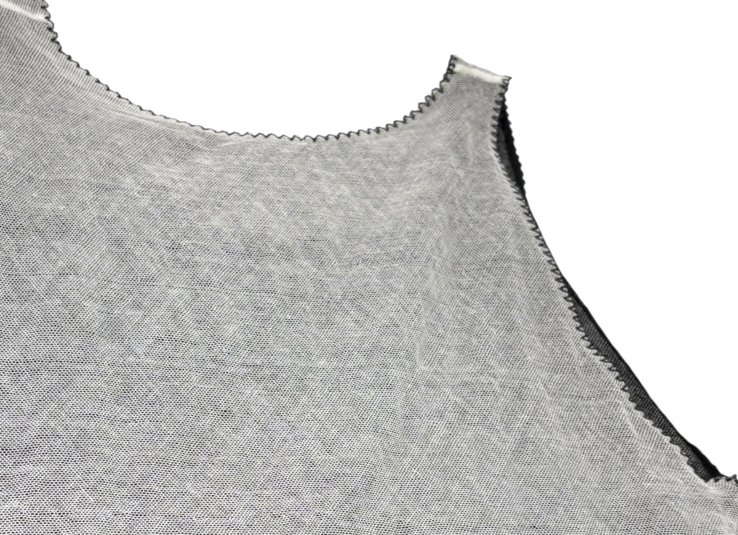CHANEL Vintage 04P CC Logo Mesh See-through Tank Top #38 Gray White Cotton
