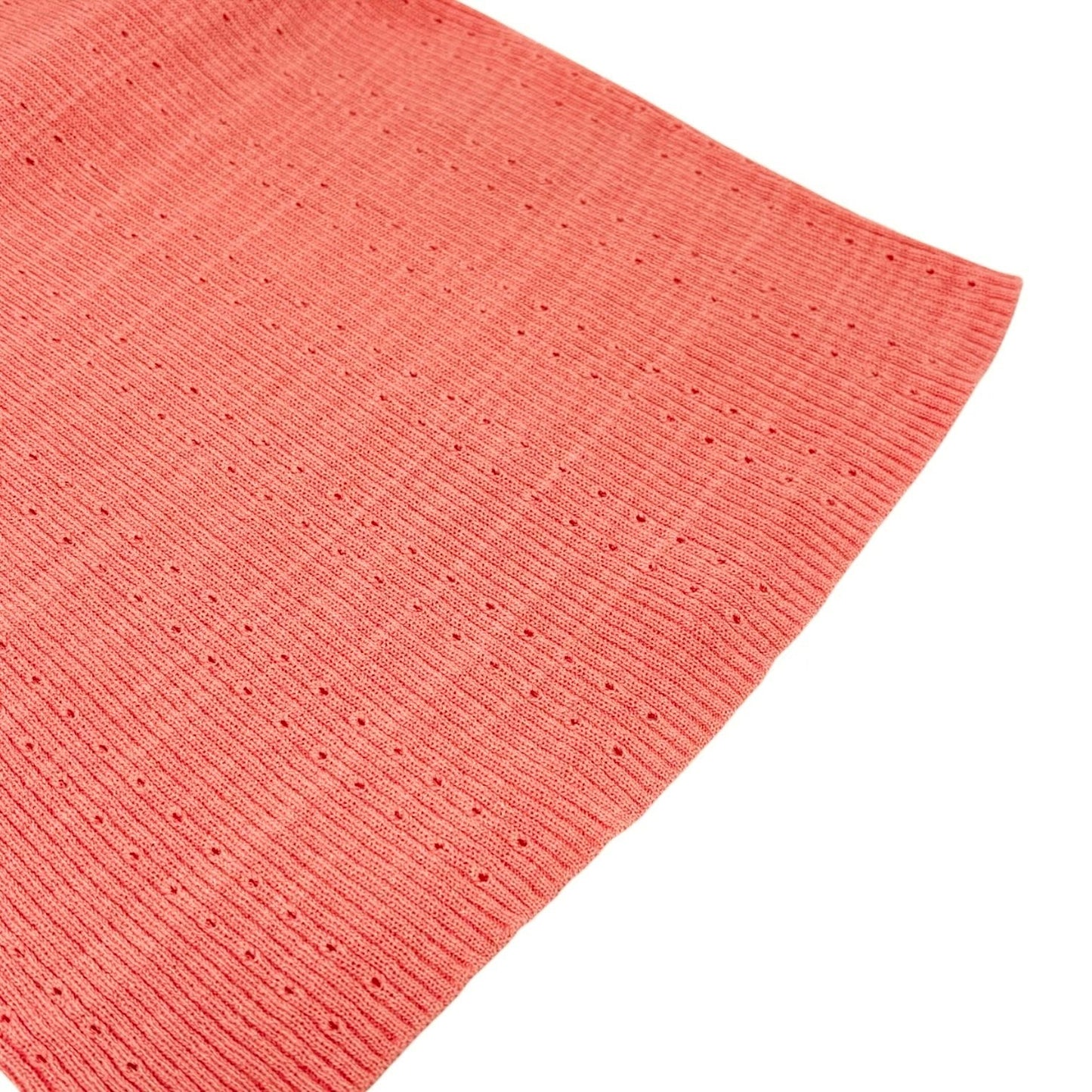 CHANEL Vintage 09P CC Logo Rib Knit T-shirt Top #36 Salmon Pink Cotton 901988