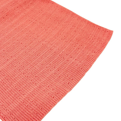 CHANEL Vintage 09P CC Logo Rib Knit T-shirt Top #36 Salmon Pink Cotton 901988