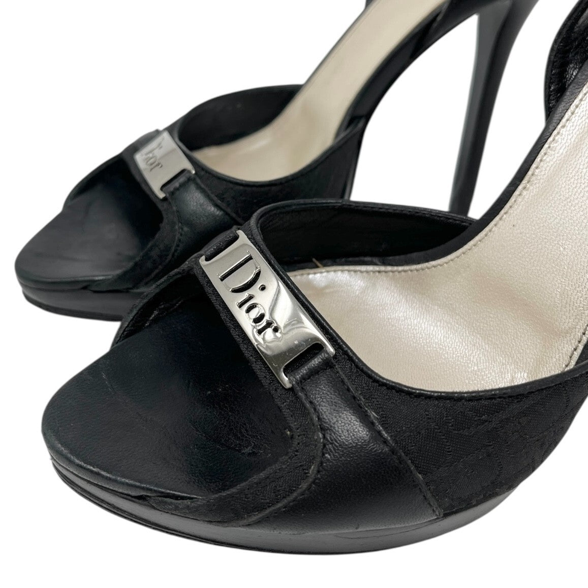 Christian Dior Vintage Logo Trotter Monogram Street Chic Sandals #36.5-37 Black