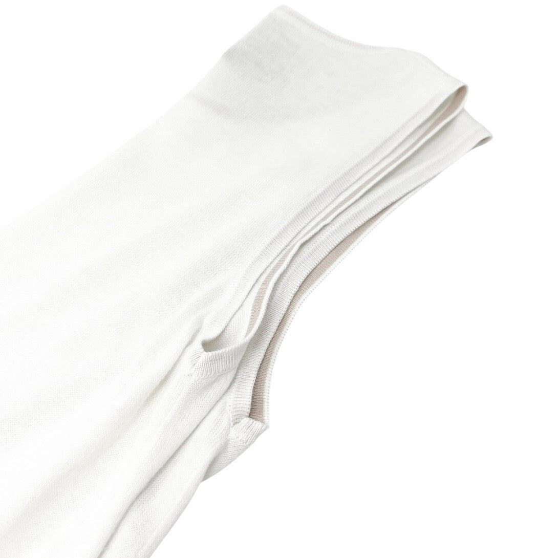 CHANEL Sport Vintage 08C CC Mark Logo Knit Tank Top #34 White Cotton Rank AB
