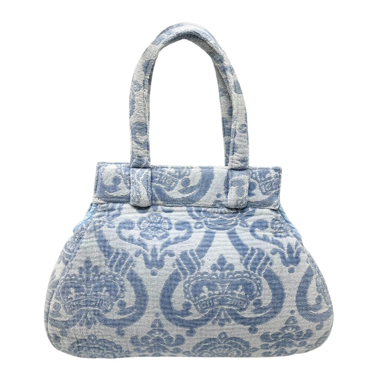 Vivienne Westwood Vintage Orb Logo Terry Cloth Tote Bag Light Blue Cotton