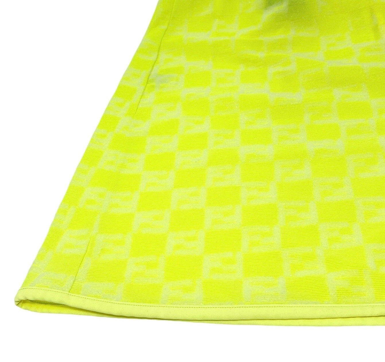 FENDI Vintage Zucchino FF Logo Camisole Skirt Set #42 #40 Yellow Nylon Rank AB+