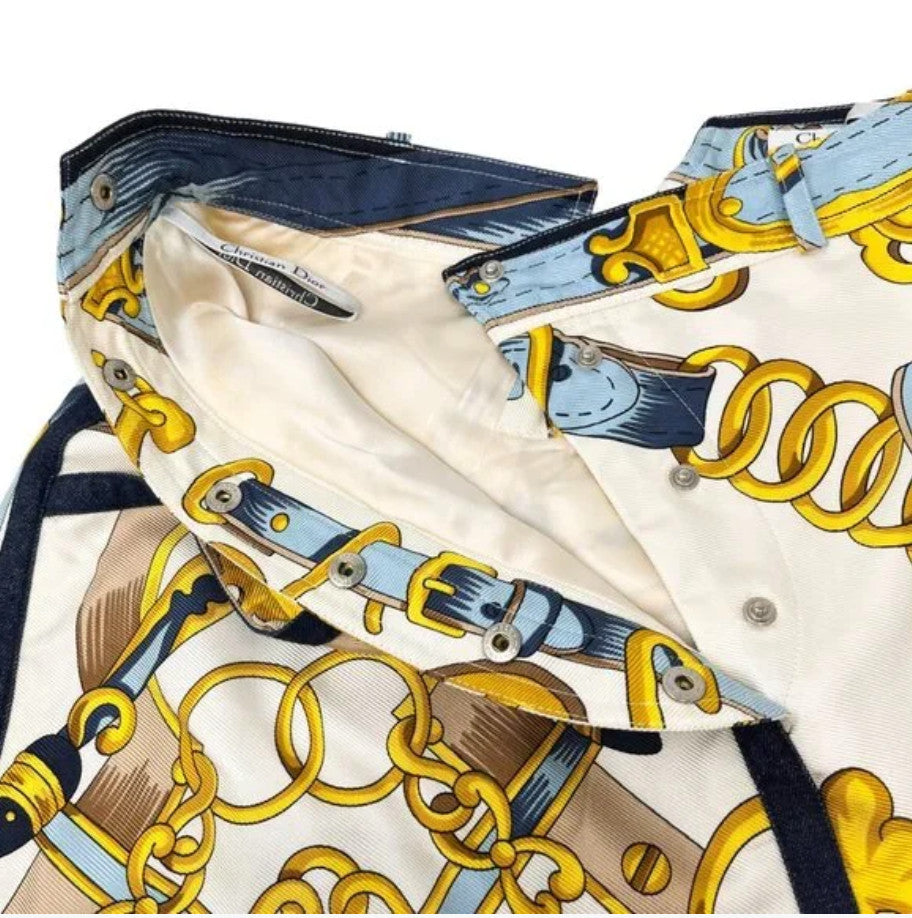 Christian Dior Vintage 2000 Spring Jacket Skirt Set #38 #40 Cream Gold Silk