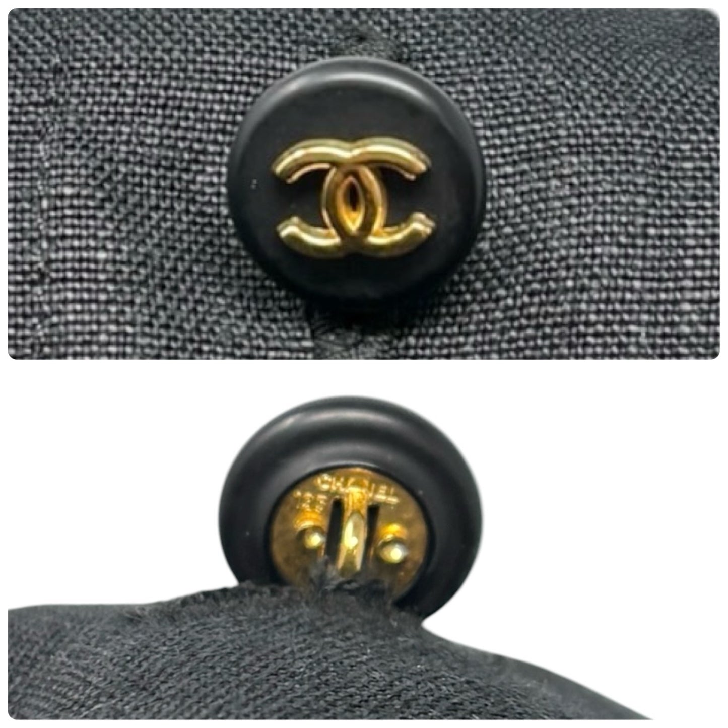 CHANEL Vintage 97P CC Logo Button Linen Shirt Dress One-piece #36 Black 902560